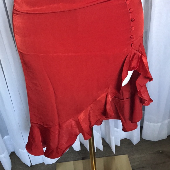 Rust Satin Ruffle Skirt - Picture 5 of 10